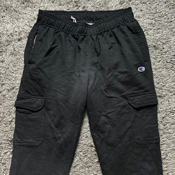 Champion Cargo Sweatpants Joggers Mens Large Black Tapered Leg Cargo Pockets - Picture 3 of 10